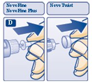 Diagram D: Pull off inner needle cap.