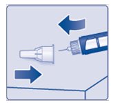 Figure K: Lead the needle tip into the outer cap.