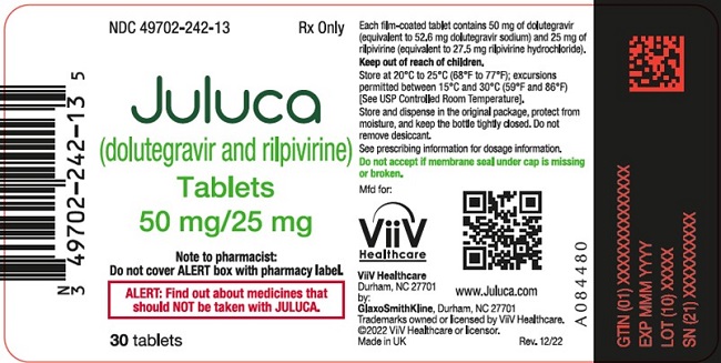 Juluca 30 count label