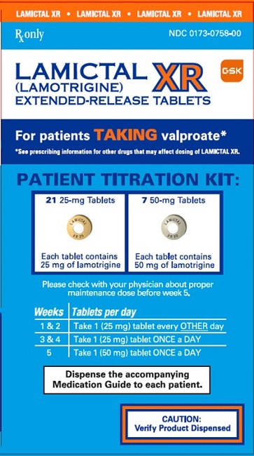 Lamictal XR Kit 21 count 25mg 7 count 50mg card