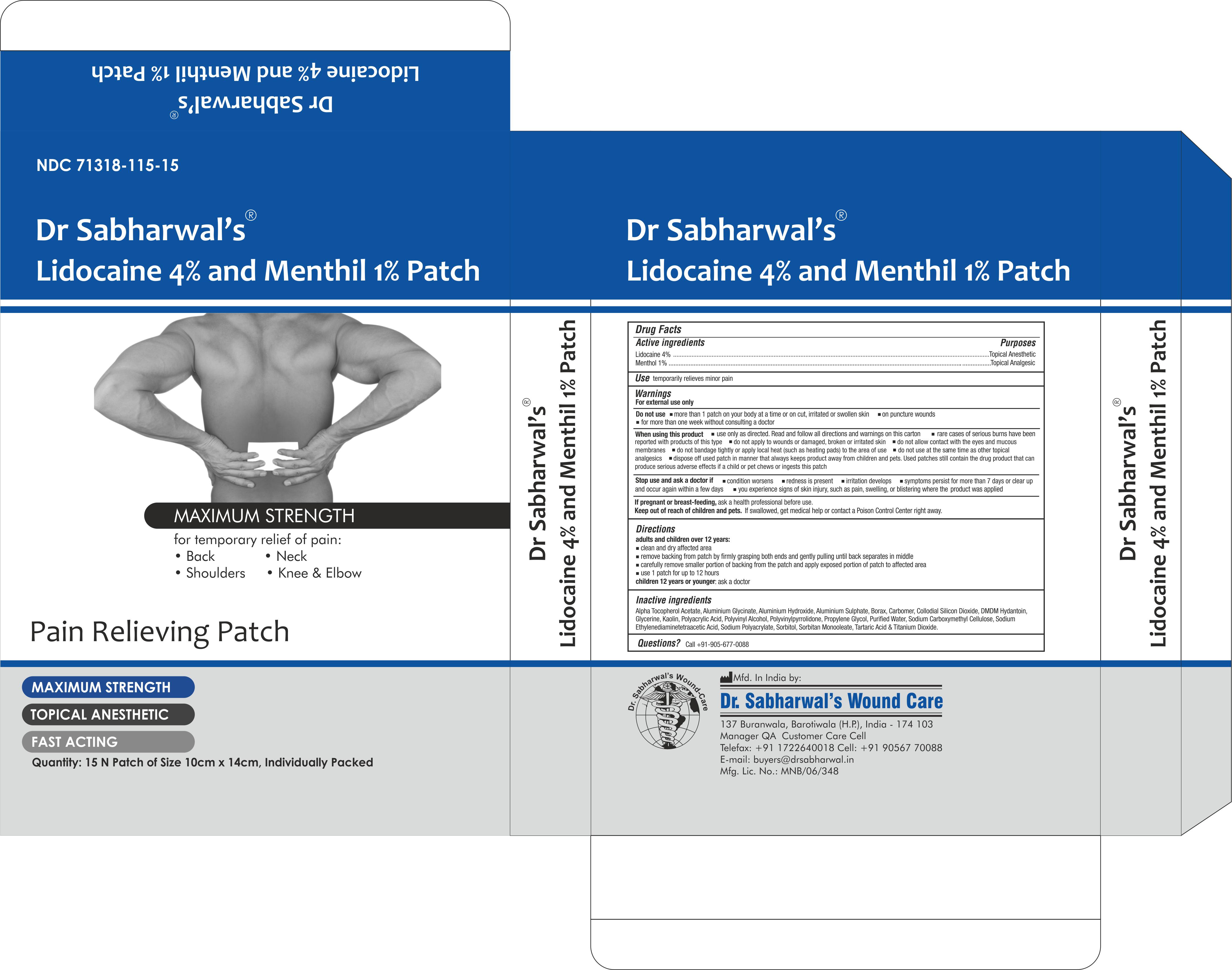 Lidocaine 4% Menthol 1% Patch