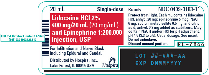 PRINCIPAL DISPLAY PANEL - 20 mL Vial Label - 3183