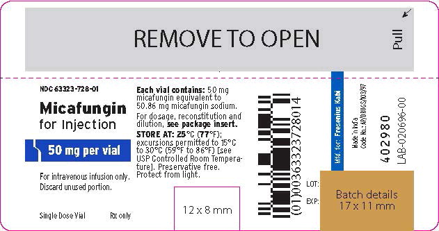 Principal Display Panel – Micafungin for Injection 50 mg – Vial Label
