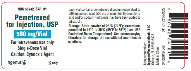 VIAL LABEL– Pemetrexed for Injection 500 mg single-dose vial