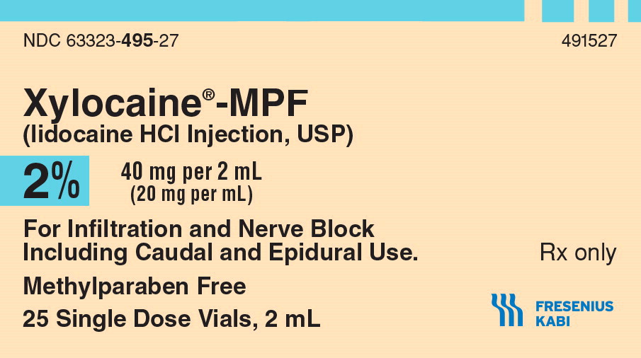 PACKAGE LABEL – PRINCIPAL DISPLAY – Xylocaine – MPF 2 mL Single Dose Vial 
