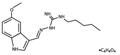 The structural formula for ZELNORM oral tablets contain tegaserod, a serotonin-4 (5-HT4) receptor agonist, as the hydrogen maleate salt. As the maleate salt, tegaserod is chemically designated as 3-(5-methoxy-1H-indol-3-ylmethylene)-N-pentylcarbazimidamide hydrogen maleate. Its empirical formula is C16H23N5O•C4H4O4. The molecular weight is 417.47.