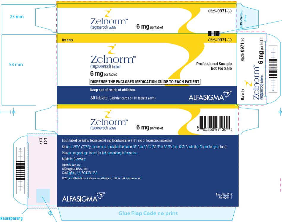 PRINCIPAL DISPLAY PANEL
NDC 0525-0971-30
Zelnorm
(tegaserod) tablets
6 mg per tablet
30 tablets (3 blister cards of 10 tablets each)
